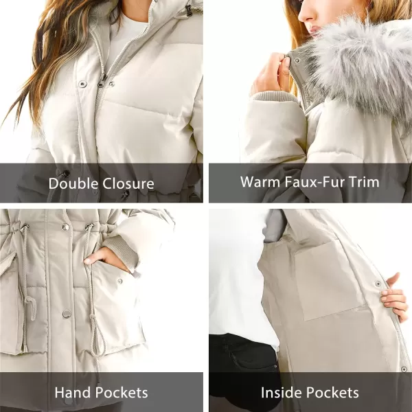 imageFARVALUE Womens Winter Coat Down Long Parka Winter Jacket Thicken Puffer Coat Warm Jacket with Removable Fur HoodWhite