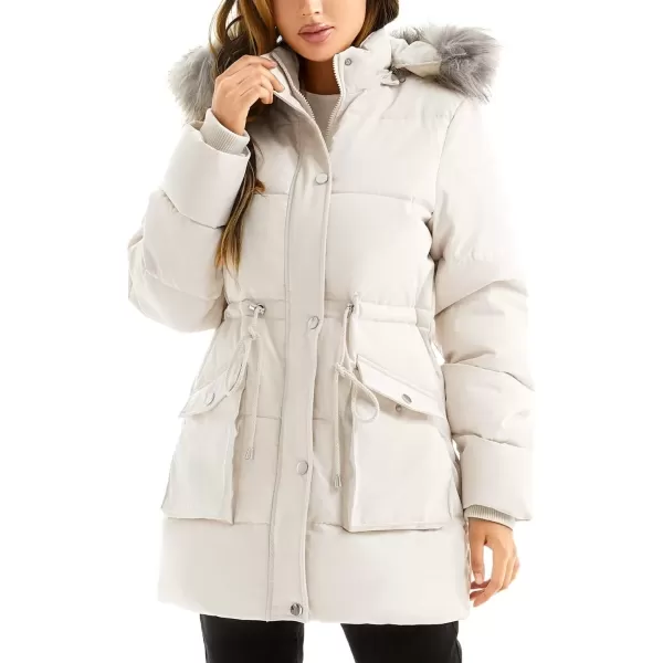 imageFARVALUE Womens Winter Coat Down Long Parka Winter Jacket Thicken Puffer Coat Warm Jacket with Removable Fur HoodWhite