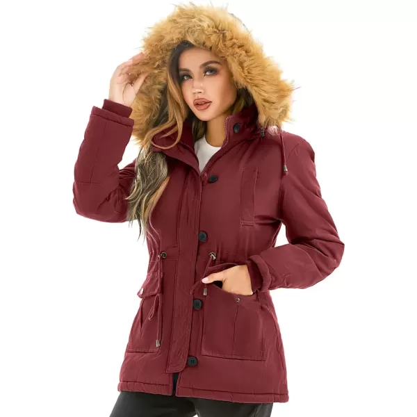 imageFARVALUE Womens Winter Coat Warm Parka Jacket Puffer Quilted Thicken Hooded Outerwear with Fur Trim