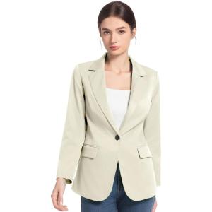 imageFARVALUE Womens Spring Casual Blazers Long Sleeve Notch Lapel Work Office Fall Blazer Jackets with PocketsApricot