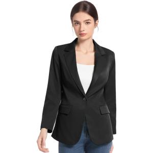 imageFARVALUE Womens Spring Casual Blazers Long Sleeve Notch Lapel Work Office Fall Blazer Jackets with PocketsBlack