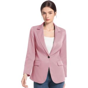 imageFARVALUE Womens Spring Casual Blazers Long Sleeve Notch Lapel Work Office Fall Blazer Jackets with PocketsPink