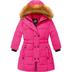 imageFARVALUE Girls Warm Winter Coats Fleece Puffer Jacket Hooded Windbreaker AB1ue 1112Y