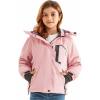 imageFARVALUE Girls Waterproof Skiing Jacket Windproof Winter Coat Warm Snow Coat with Removable Hood Pink 1012