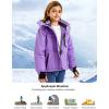 imageFARVALUE Girls Waterproof Skiing Jacket Windproof Winter Coat Warm Snow Coat with Removable Hood Purple 1416