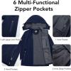 imageFARVALUE Womens Softshell Jacket Waterproof Lightweight Warm Windbreaker with Removable Hood Fleece Lined for Outdoor HikingNavy