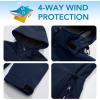 imageFARVALUE Womens Softshell Jacket Waterproof Lightweight Warm Windbreaker with Removable Hood Fleece Lined for Outdoor HikingNavy