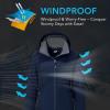 imageFARVALUE Womens Softshell Jacket Waterproof Lightweight Warm Windbreaker with Removable Hood Fleece Lined for Outdoor HikingNavy
