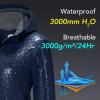 imageFARVALUE Womens Softshell Jacket Waterproof Lightweight Warm Windbreaker with Removable Hood Fleece Lined for Outdoor HikingNavy