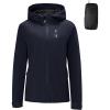 imageFARVALUE Womens Rain Jacket Waterproof Lightweight Packable Raincoat with Hood Outdoor Active WindbreakerNavy