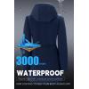 imageFARVALUE Womens Long Softshell Jacket Waterproof Lightweight Warm Windproof Hooded Fleece Lined Rain Coat for OutdoorNavy