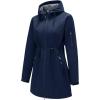 imageFARVALUE Womens Long Softshell Jacket Waterproof Lightweight Warm Windproof Hooded Fleece Lined Rain Coat for OutdoorNavy