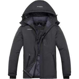 imageFARVALUE Mens Waterproof Ski Jacket Winter Warm Snow Coat Windbreaker Snowboarding Jacket Mountain Raincoats with Hood