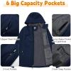 imageFARVALUE Mens Softshell Jacket with Hood Fleece Lined Windproof Coat Lightweight Waterproof Insulated Winbreaker for HikingNavy