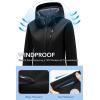 imageFARVALUE Womens Lightweight Softshell Jacket Hooded Waterproof Windproof Coat Fleece Lined Insulated Winbreaker HikingBlack