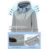 imageFARVALUE Womens Lightweight Softshell Jacket Hooded Waterproof Windproof Coat Fleece Lined Insulated Winbreaker HikingLight Grey