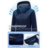 imageFARVALUE Womens Lightweight Softshell Jacket Hooded Waterproof Windproof Coat Fleece Lined Insulated Winbreaker HikingNavy