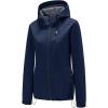 imageFARVALUE Womens Lightweight Softshell Jacket Hooded Waterproof Windproof Coat Fleece Lined Insulated Winbreaker HikingNavy