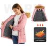 imageFARVALUE Girls Warm Winter Coats Thicken Long Parka Fleece Puffer Jacket Hooded Quilted WindbreakerApink