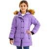 imageFARVALUE Girls Warm Winter Coats Thicken Long Parka Fleece Puffer Jacket Hooded Quilted WindbreakerPurple