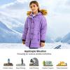 imageFARVALUE Girls Warm Winter Coats Thicken Long Parka Fleece Puffer Jacket Hooded Quilted WindbreakerPurple