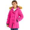 imageFARVALUE Girls Warm Winter Coats Thicken Long Parka Fleece Puffer Jacket Hooded Quilted WindbreakerRose Red