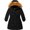 imageFARVALUE Girls Warm Winter Coats Thicken Long Parka Fleece Puffer Jacket Hooded Quilted WindbreakerBlack
