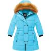 imageFARVALUE Girls Warm Winter Coats Thicken Long Parka Fleece Puffer Jacket Hooded Quilted WindbreakerBlue