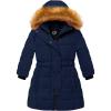 imageFARVALUE Girls Warm Winter Coats Thicken Long Parka Fleece Puffer Jacket Hooded Quilted WindbreakerNavy