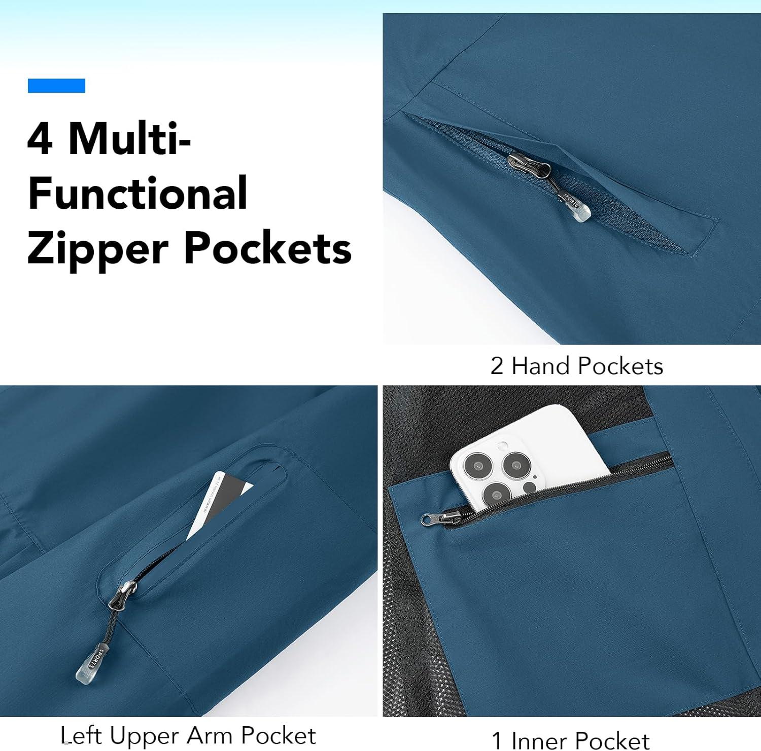 imageFARVALUE Womens Rain Jacket Waterproof Packable Lightweight Windbreaker Hooded Rain Coat for Hiking Cycling TravelDark Blue