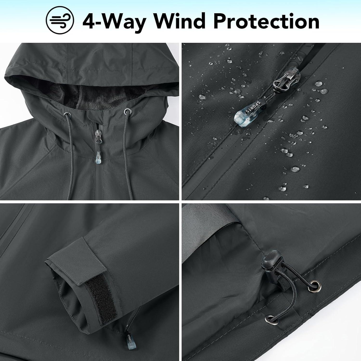 imageFARVALUE Womens Rain Jacket Waterproof Packable Lightweight Windbreaker Hooded Rain Coat for Hiking Cycling TravelDark Grey