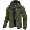 imageFARVALUE Mens Softshell Jacket with Hood Fleece Lined Windproof Coat Lightweight Waterproof Insulated Winbreaker for HikingArmy Green