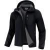 imageFARVALUE Mens Softshell Jacket with Hood Fleece Lined Windproof Coat Lightweight Waterproof Insulated Winbreaker for HikingBlack