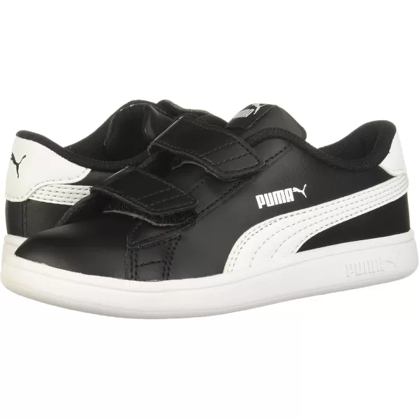 imagePUMA Girls Smash V2 Hook and Loop Sneaker ElderberryIndigoSilverWhite 2 M US Little KidSable BlackWhite