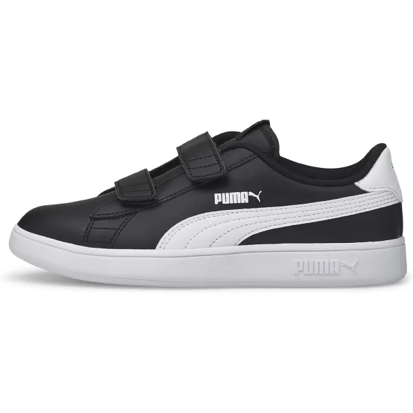 imagePUMA Girls Smash V2 Hook and Loop Sneaker ElderberryIndigoSilverWhite 2 M US Little KidSable BlackWhite