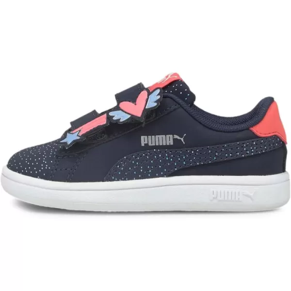 imagePUMA Girls Smash V2 Hook and Loop Sneaker ElderberryIndigoSilverWhite 2 M US Little KidCharcoal Blackpeacoat