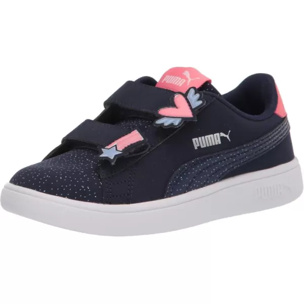 imagePUMA Girls Smash V2 Hook and Loop Sneaker ElderberryIndigoSilverWhite 2 M US Little KidPeacoatpeacoat