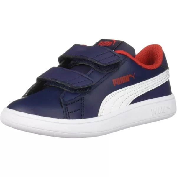 imagePUMA Girls Smash V2 Hook and Loop Sneaker ElderberryIndigoSilverWhite 2 M US Little KidPeacoatpuma Whitehigh Risk Red