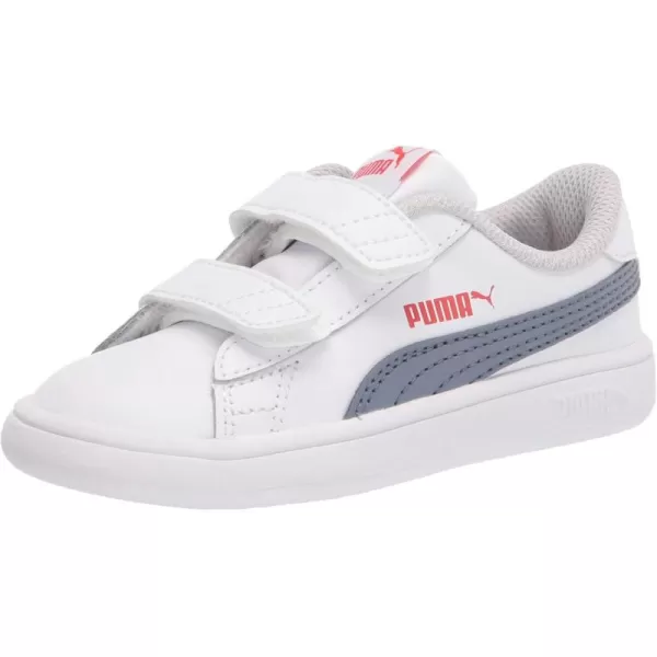 imagePUMA Girls Smash V2 Hook and Loop Sneaker ElderberryIndigoSilverWhite 2 M US Little KidPuma Whiteflint Stone