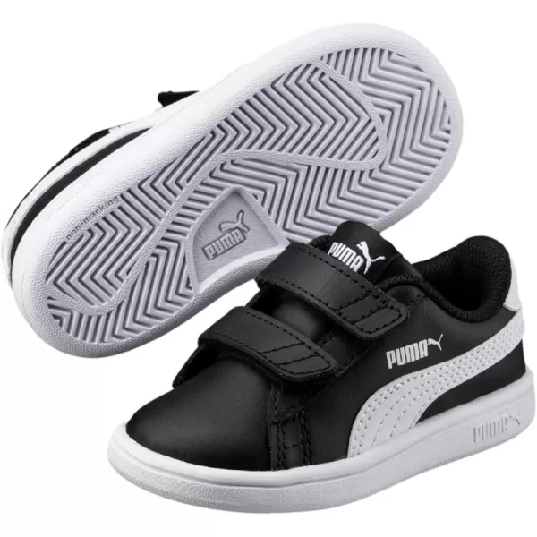 imagePUMA Girls Smash V2 Hook and Loop Sneaker ElderberryIndigoSilverWhite 2 M US Little KidSable BlackWhite