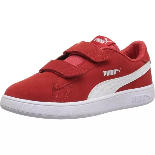 imagePUMA Girls Smash V2 Hook and Loop Sneaker ElderberryIndigoSilverWhite 2 M US Little KidWhite red