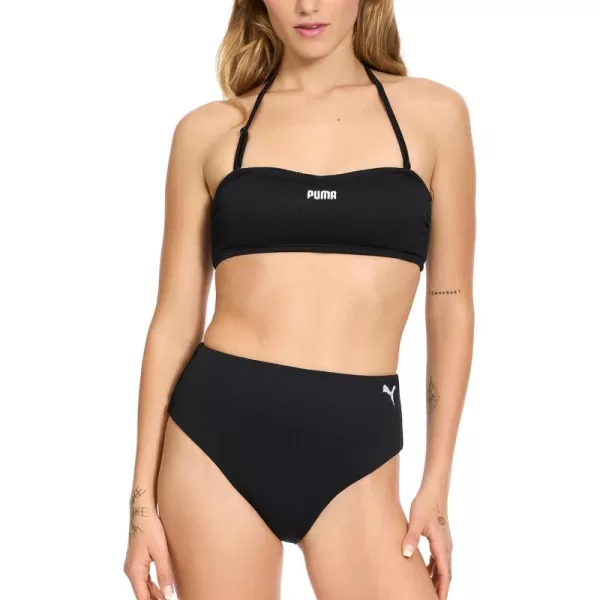 imagePUMA Womens Bandeau Ribbed Bikini Top ampamp Bottom SetBlack