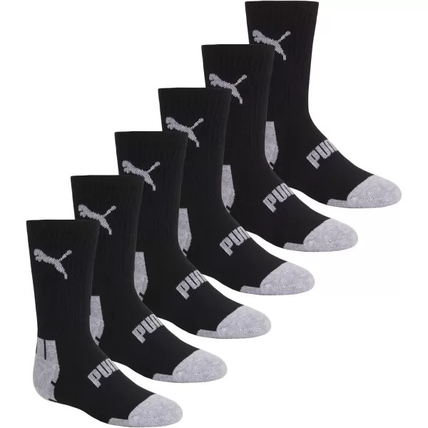 imagePUMA Boys 6 Pack Crew Cut SocksBlackGrey