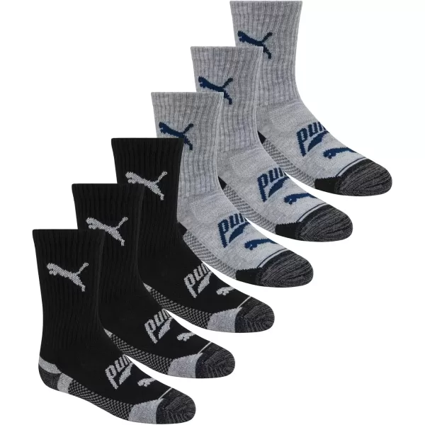 imagePUMA Boys 6 Pack Crew Cut SocksGreyNavy