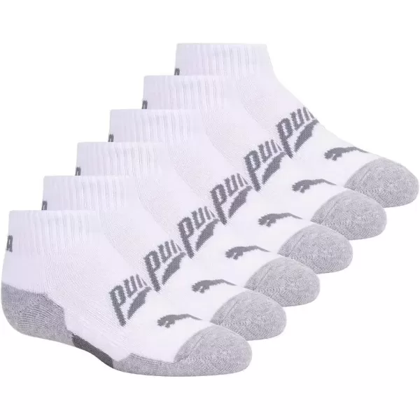 imagePUMA Boys 6 Pack Quarter Crew SocksWhiteSilver