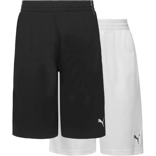 imagePUMA Boys 2pk Performance ampamp Mesh Graphic Logo Short SetBlackWhite