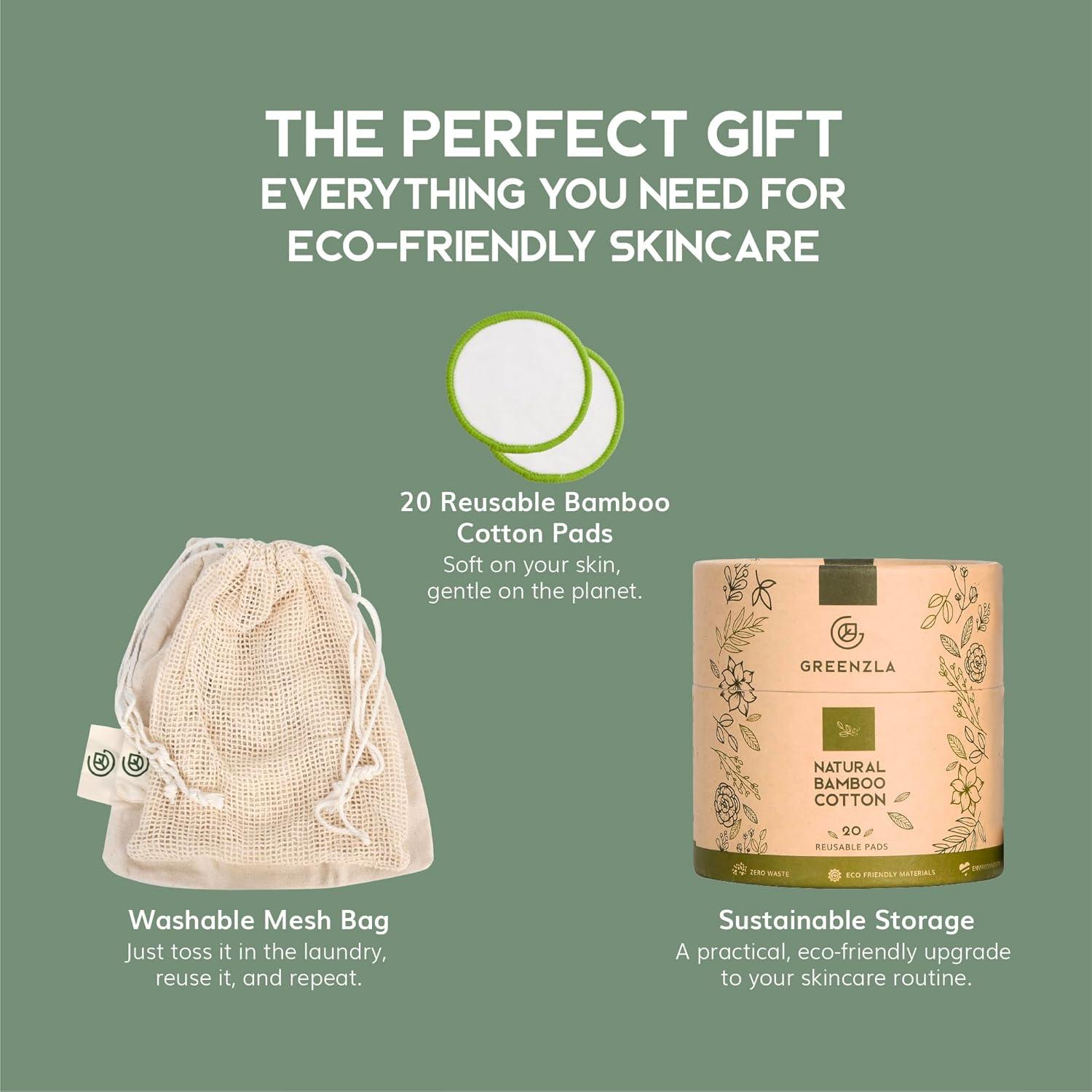 imageGreenzla Reusable Makeup Remover Pads 20 Pack Washable Laundry Bag ampamp Round Box for Storage Reusable Bamboo Cotton Rounds for All Skin Types  Reusable Cotton Rounds for Face  Reusable Cotton Pads20 Count Pack of 1