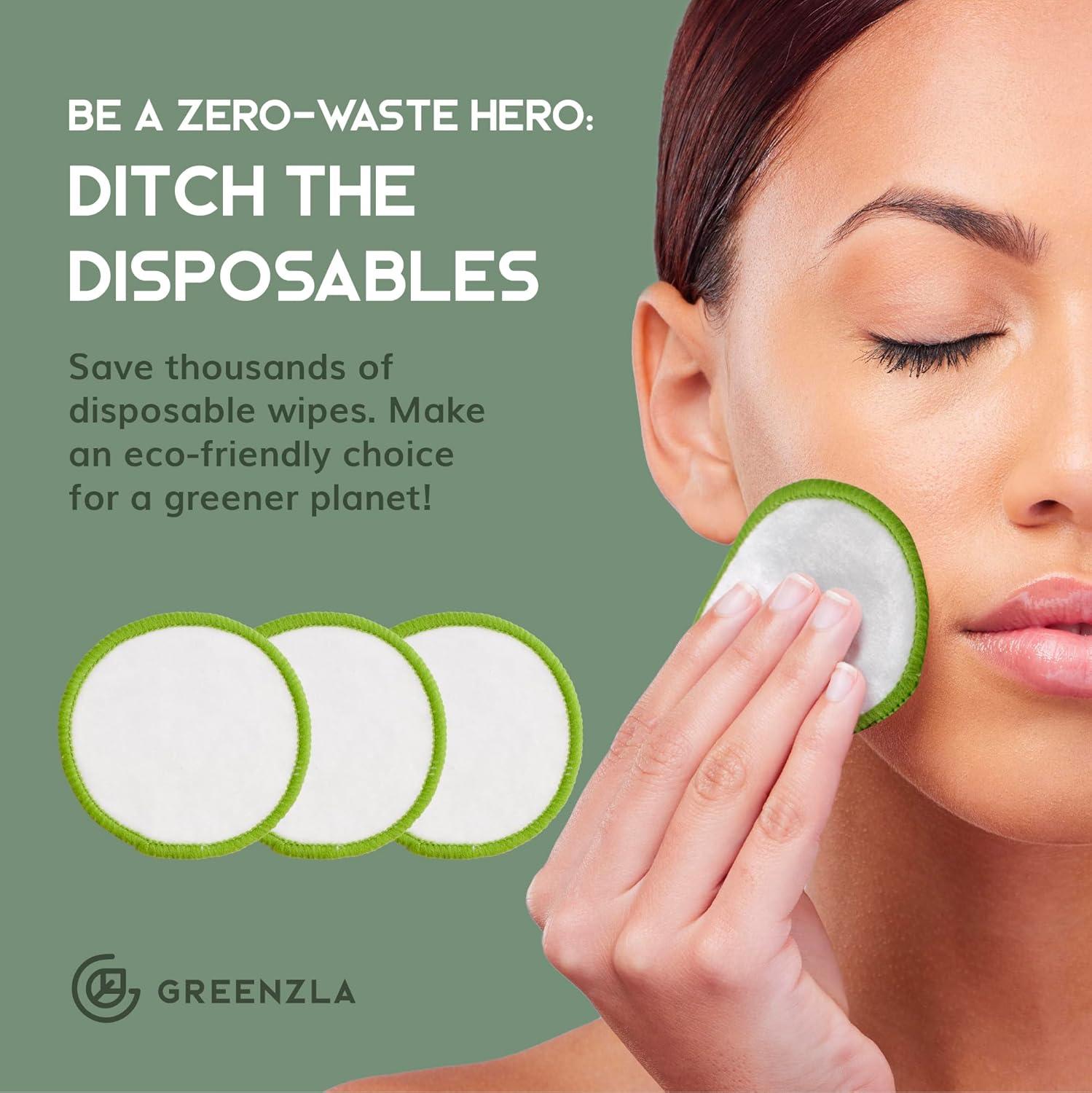 imageGreenzla Reusable Makeup Remover Pads 20 Pack Washable Laundry Bag ampamp Round Box for Storage Reusable Bamboo Cotton Rounds for All Skin Types  Reusable Cotton Rounds for Face  Reusable Cotton Pads20 Count Pack of 1