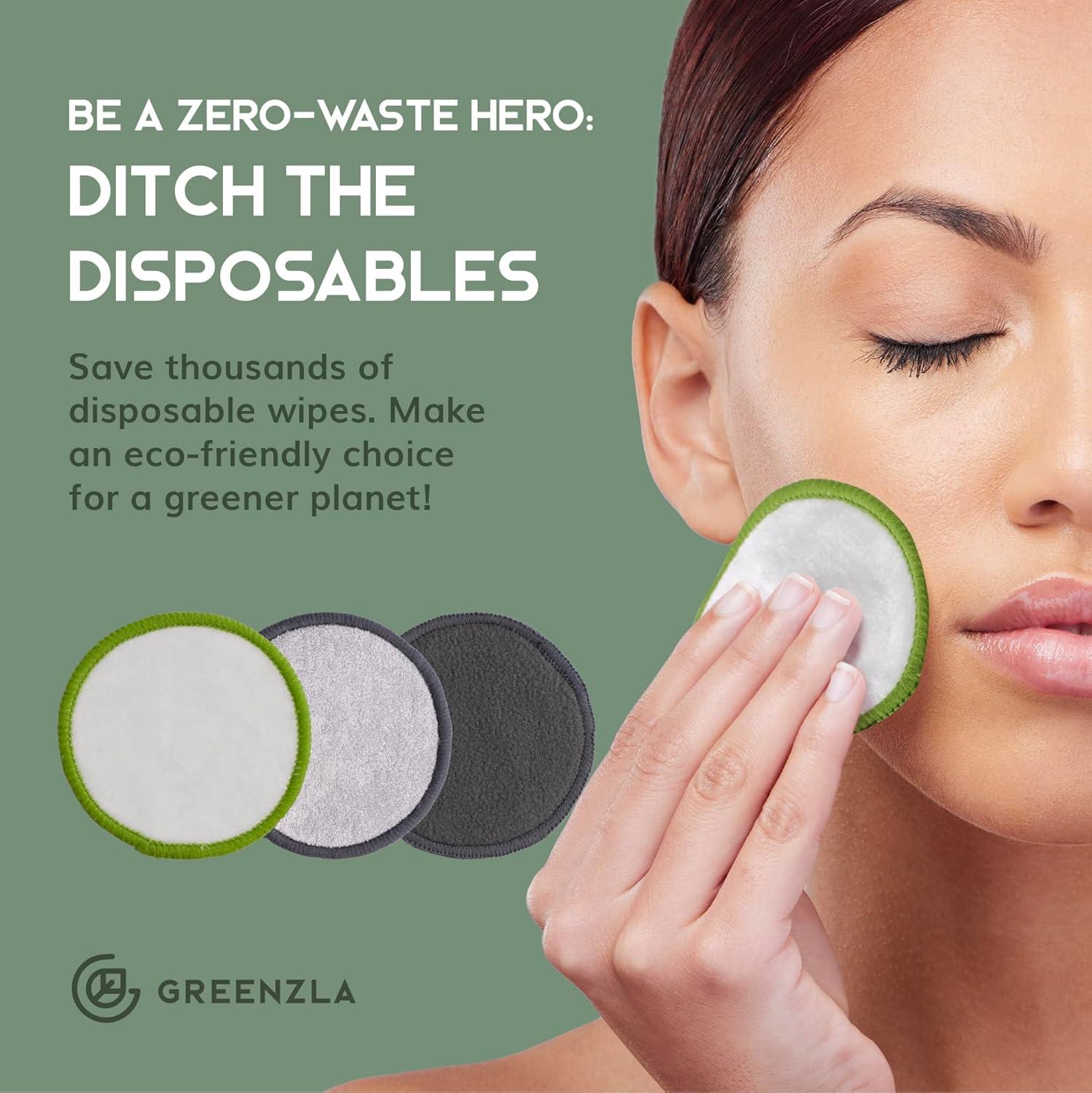 imageGreenzla Reusable Makeup Remover Pads 20 Pack Washable Laundry Bag ampamp Round Box for Storage Reusable Bamboo Cotton Rounds for All Skin Types  Reusable Cotton Rounds for Face  Reusable Cotton Pads30 Pack