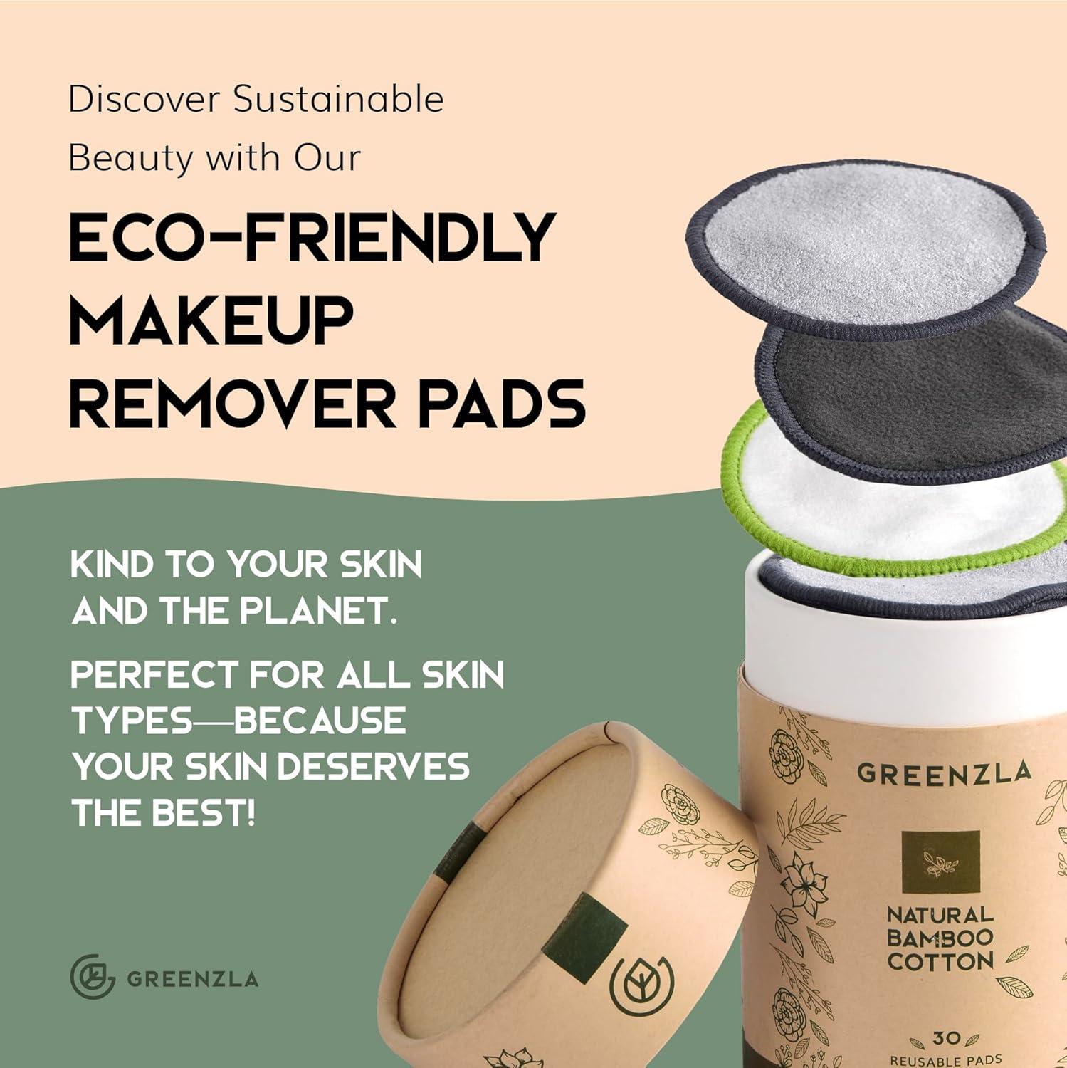 imageGreenzla Reusable Makeup Remover Pads 20 Pack Washable Laundry Bag ampamp Round Box for Storage Reusable Bamboo Cotton Rounds for All Skin Types  Reusable Cotton Rounds for Face  Reusable Cotton Pads30 Pack